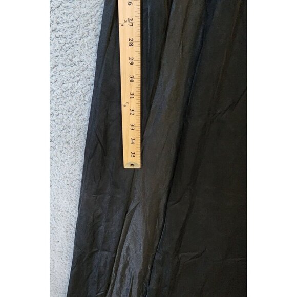 Vtg Joie De Vie Nylon Satin Nightgown Plunging Lace High Slit Sexy Black Petite - Picture 9 of 16